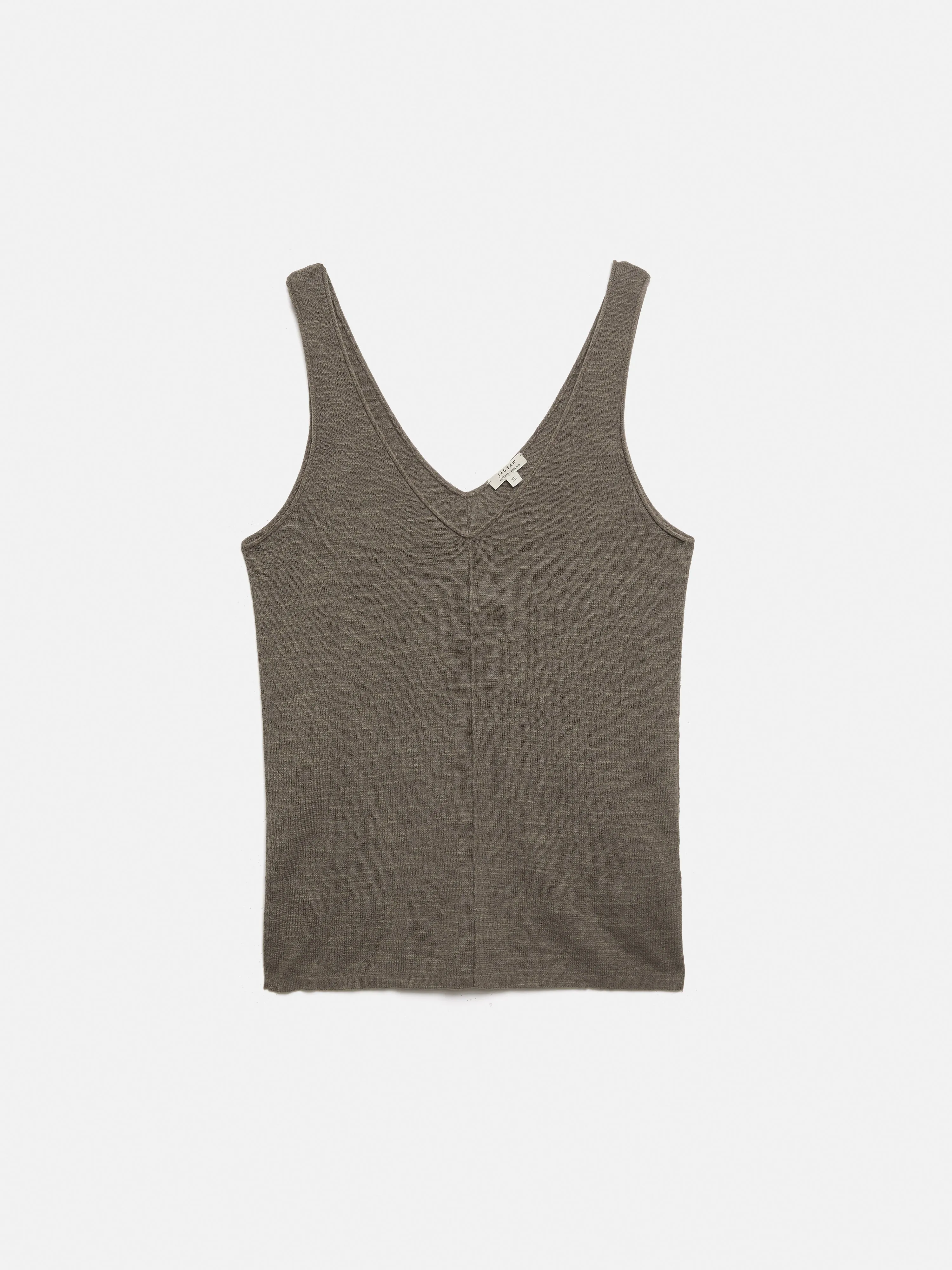 Linen Cotton V Neck Vest | Brown