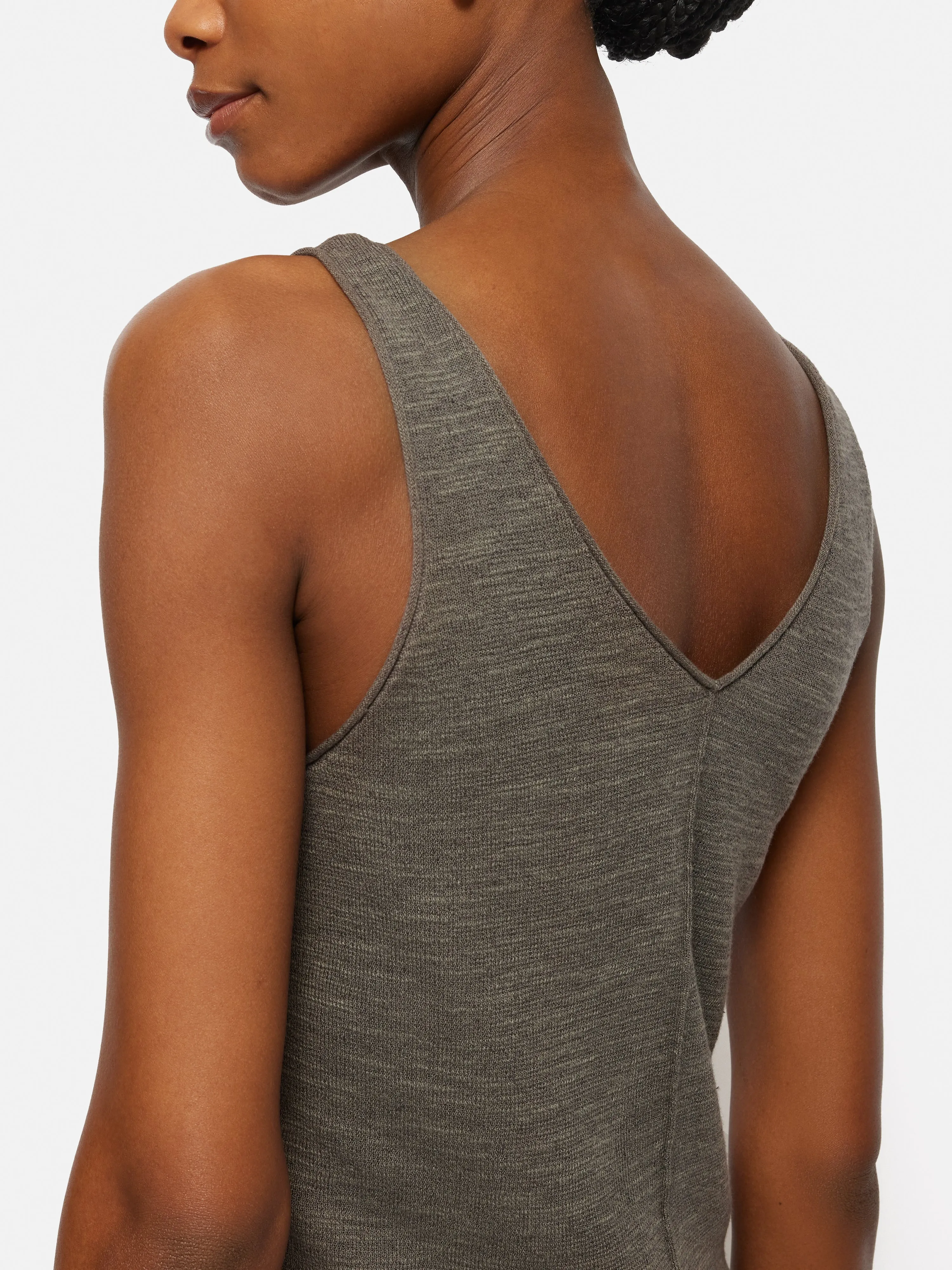 Linen Cotton V Neck Vest | Brown