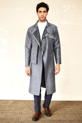 Long Trench Shackets with Turtle Neck T-Shirt & Grey Trousers