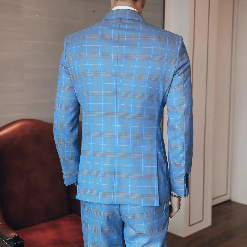 Men's Plaid Suit | Double Breasted Blazer & Vest & Pants