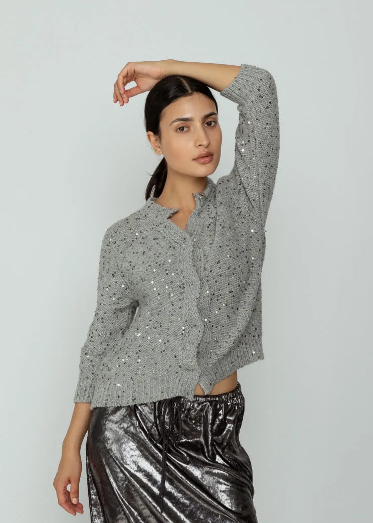 MJ Watson Grey Sparkly Wool Cardigan