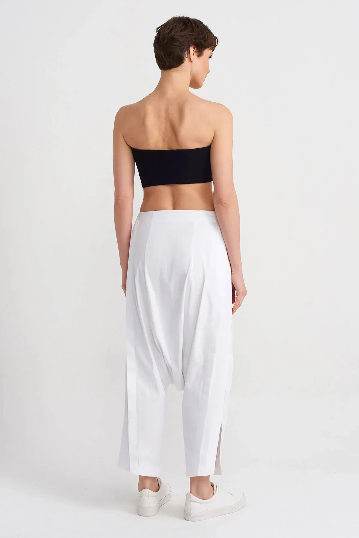 Nu Low-Rise Harem Pants Off White