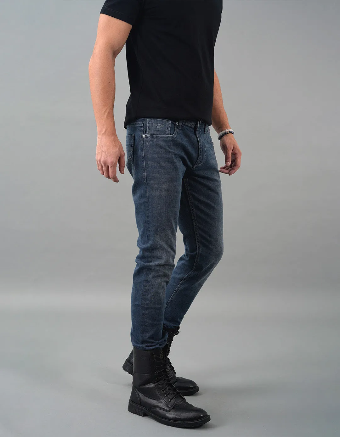 Petrol 5 Pocket Mid-Rise Slim Straight Fit Jeans