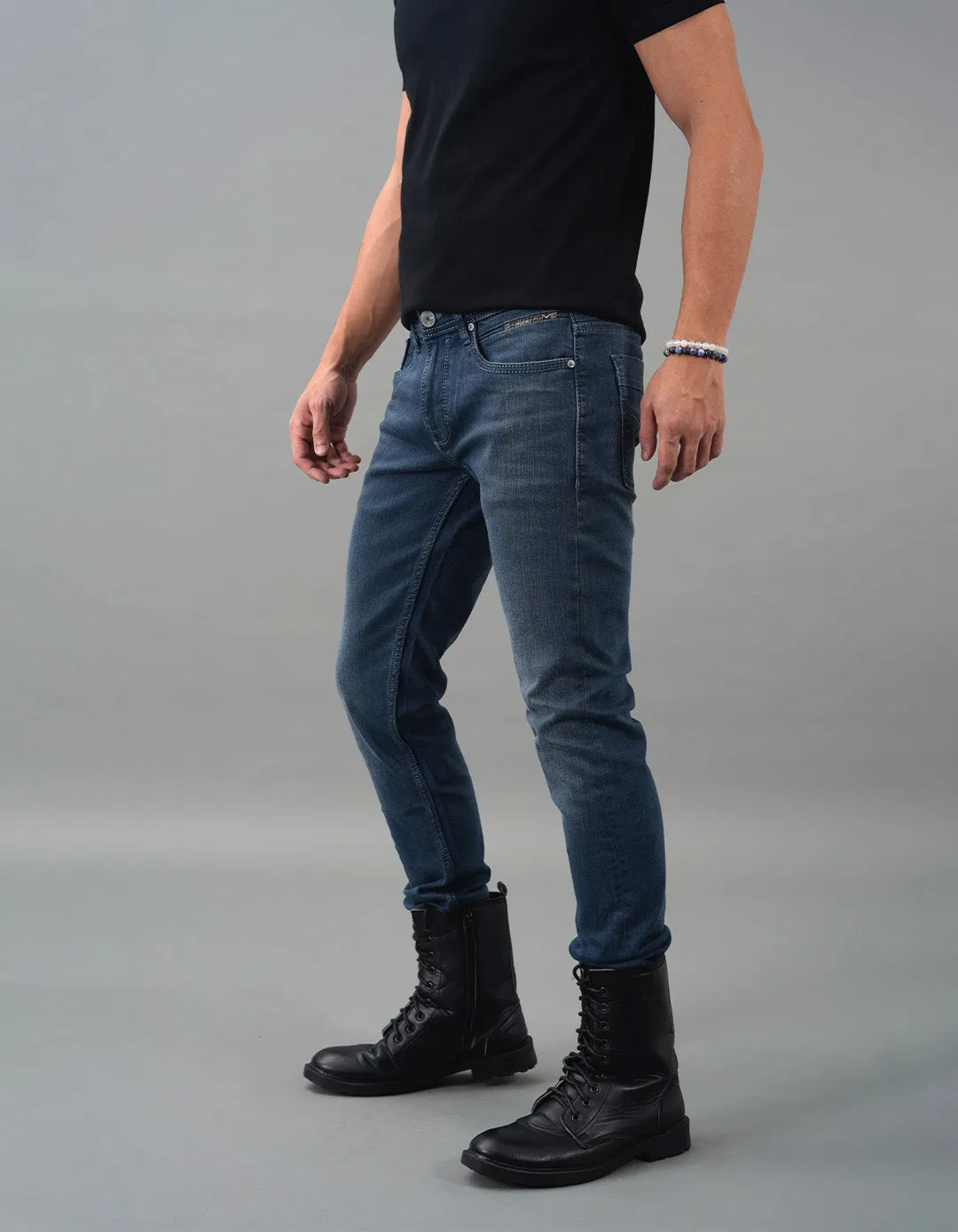 Petrol 5 Pocket Mid-Rise Slim Straight Fit Jeans