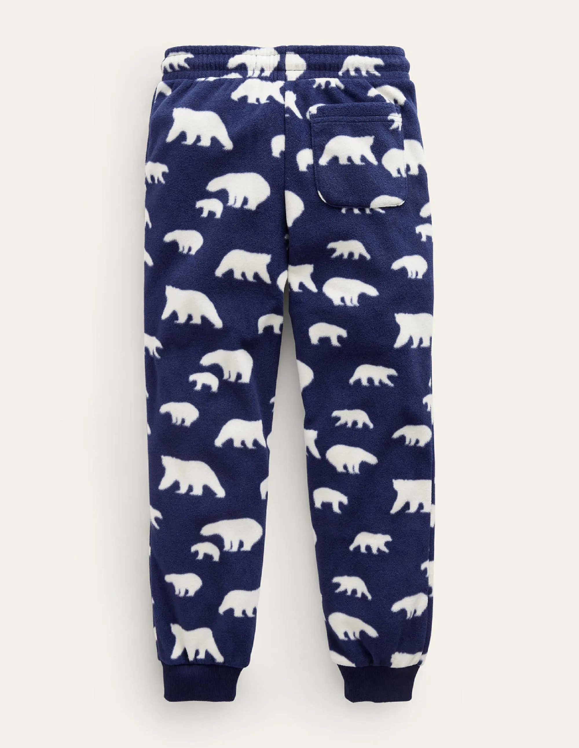 Printed Fleece Joggers-College Navy Polar Bear