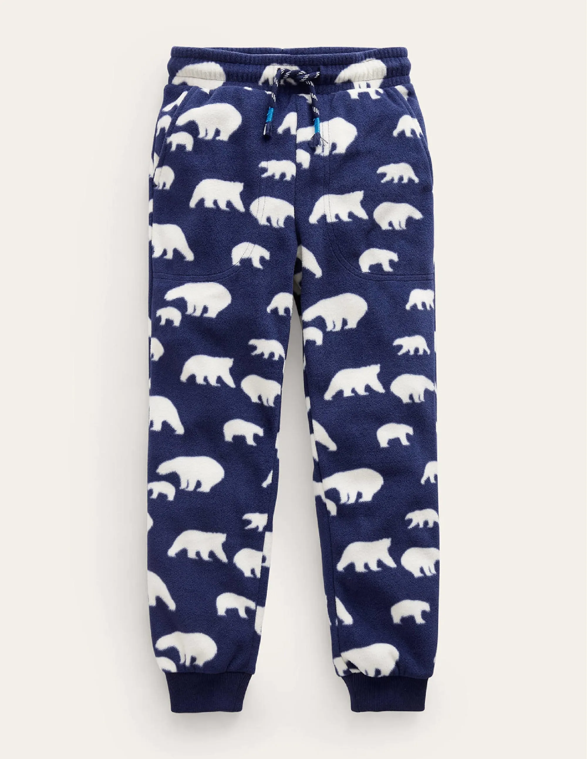 Printed Fleece Joggers-College Navy Polar Bear