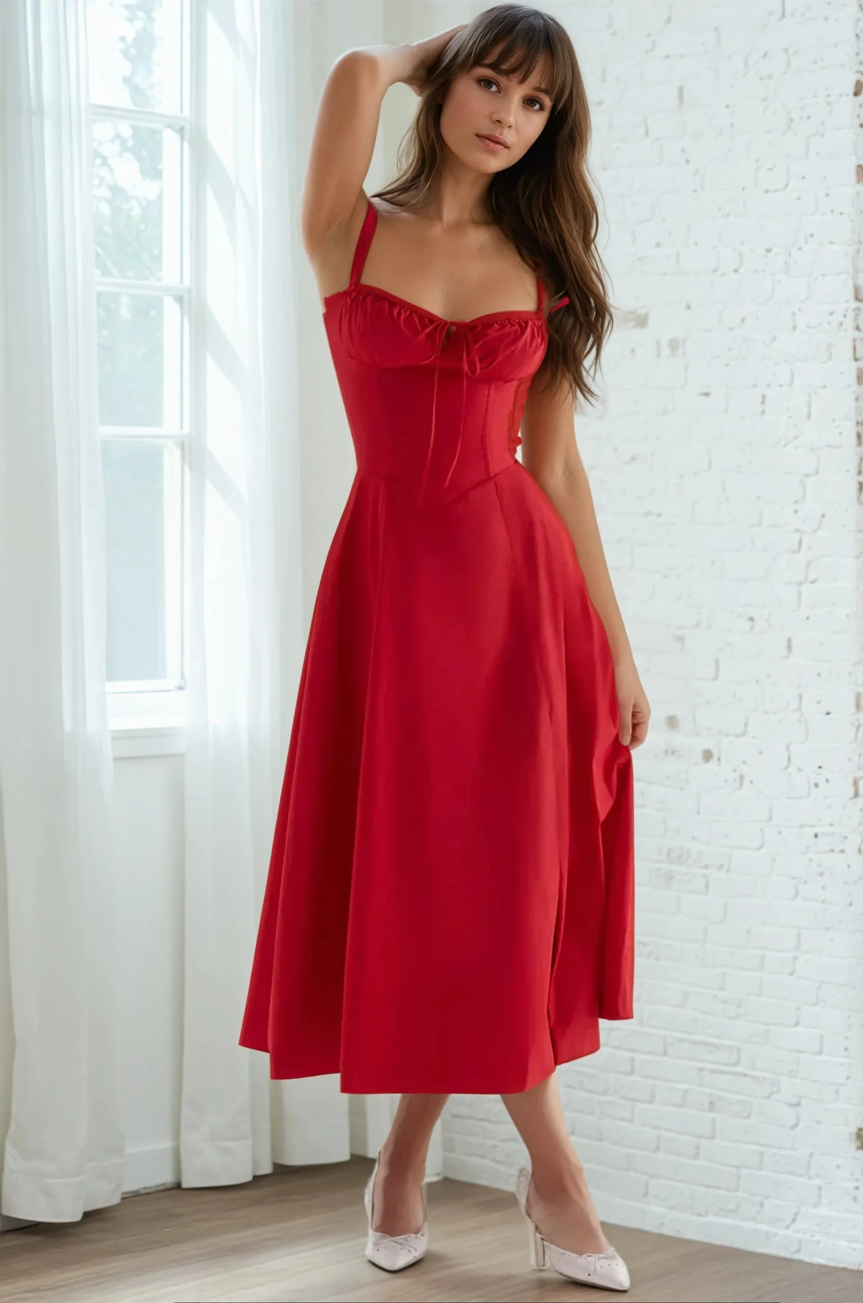 Red  maxi Bustier A-line Dress