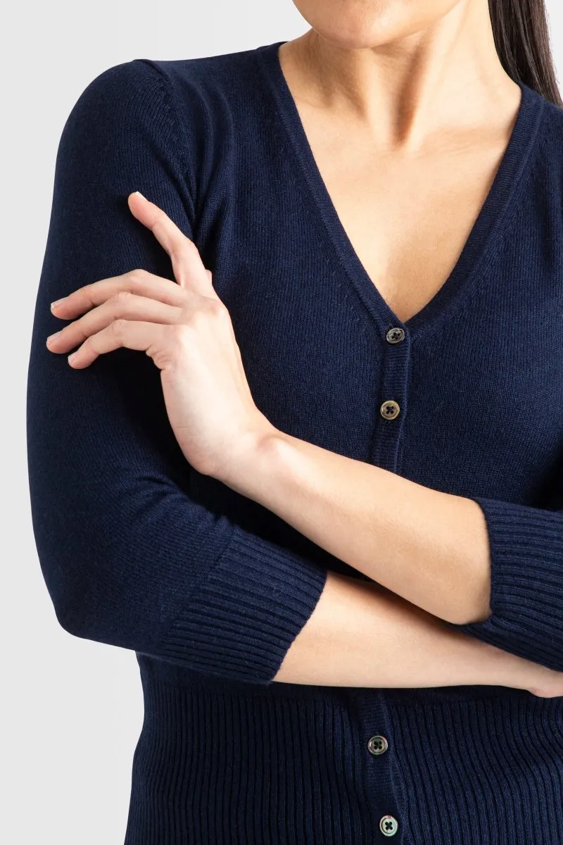 Silk   Cashmere Audrey Cardigan in Navy