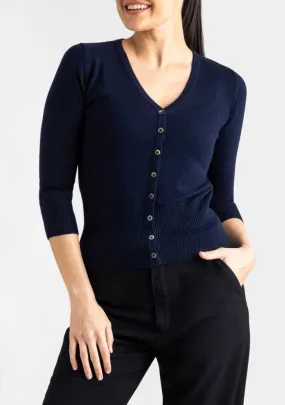 Silk   Cashmere Audrey Cardigan in Navy