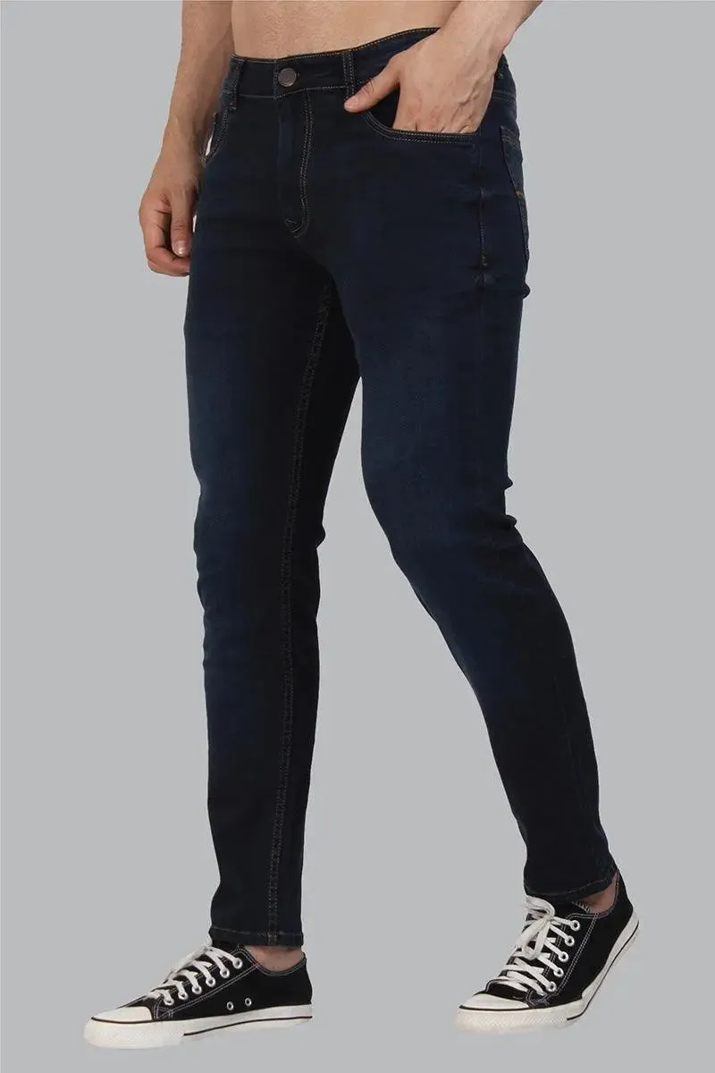 Skinny Fit Ankle Length Dark Blue Men's Denim Jeans