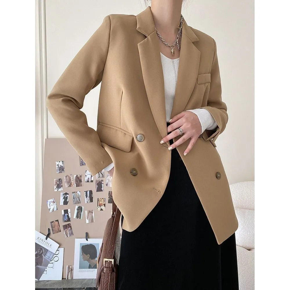 Sky Blue Women's Blazer Formal Double Breasted Buttons Blazer High Quality