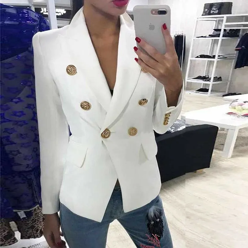 Sky Blue Women's Blazer Formal Double Breasted Buttons Blazer High Quality