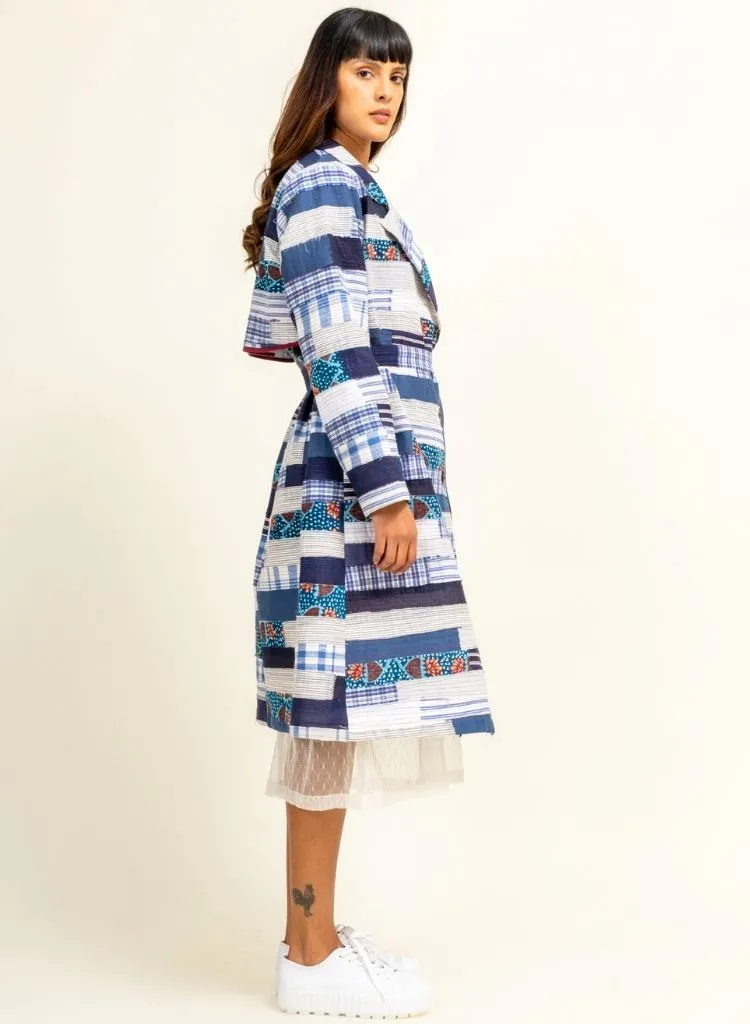 Sky Patchwork Trench