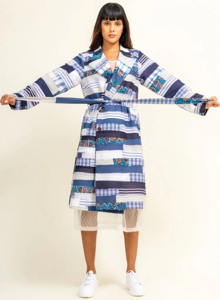 Sky Patchwork Trench