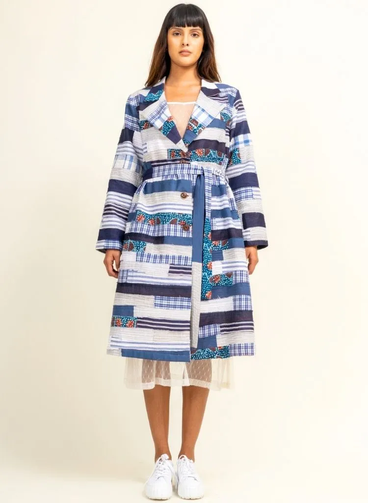 Sky Patchwork Trench