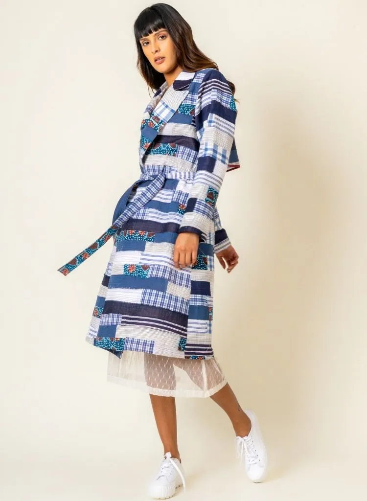 Sky Patchwork Trench