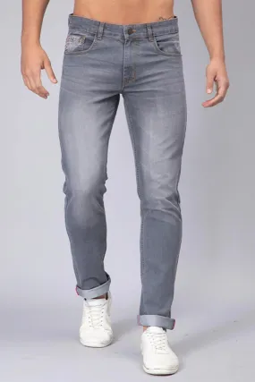 Slim Tapered Fit Grey Stretchable Premium Denim Jeans