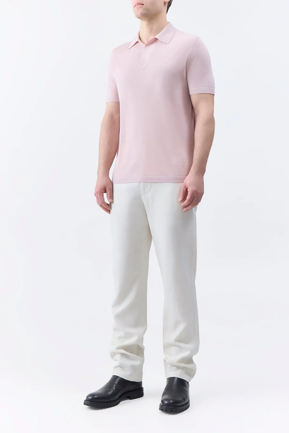 Stendhal Knit Short Sleeve Polo in Blush Cashmere