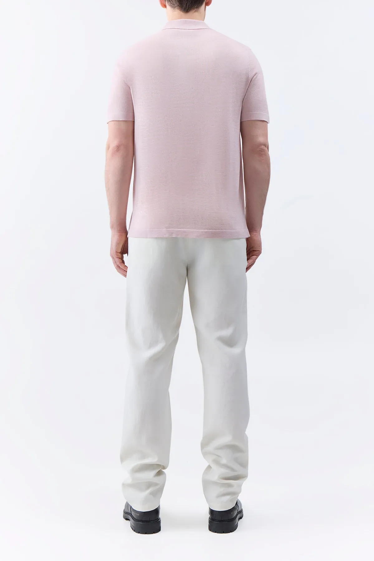 Stendhal Knit Short Sleeve Polo in Blush Cashmere