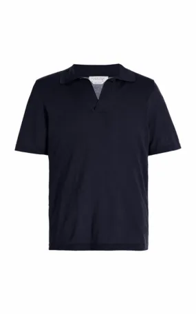 Stendhal Knit Short Sleeve Polo in Navy Cashmere