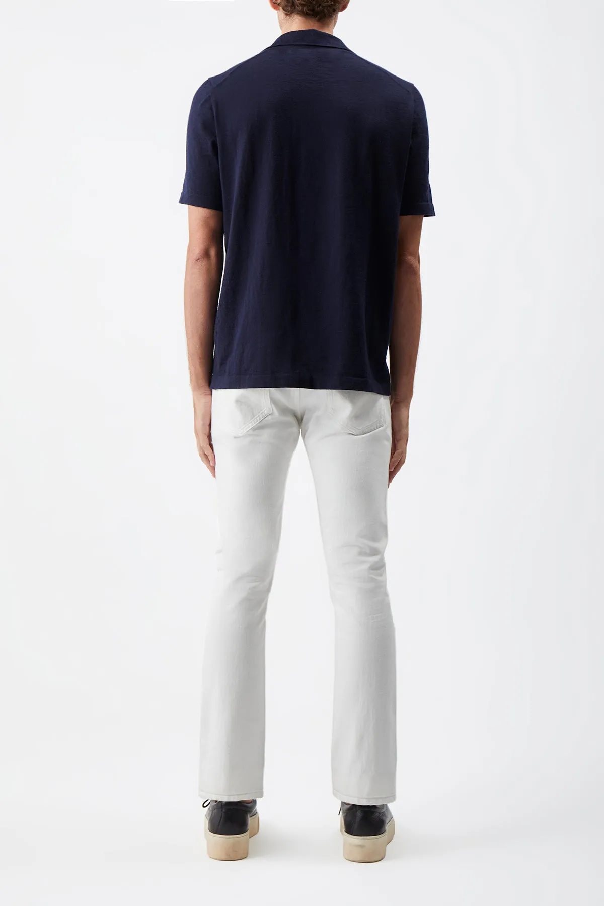 Stendhal Knit Short Sleeve Polo in Navy Cashmere