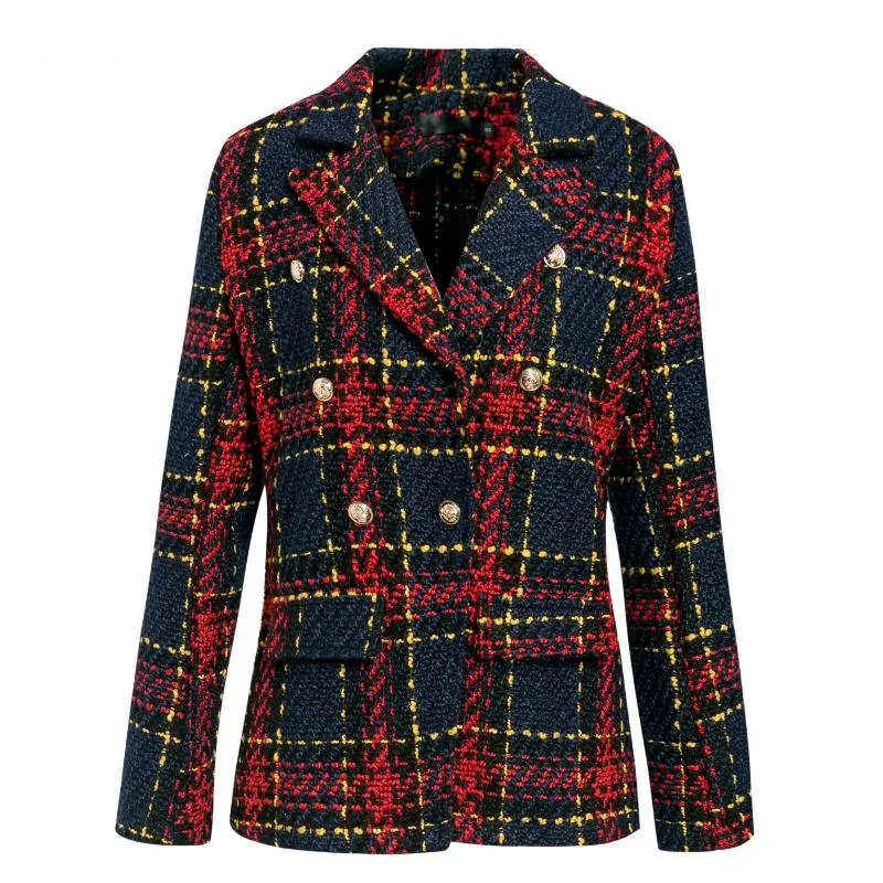 Women's Autumn Double Breasted Warm Tweed Blazer