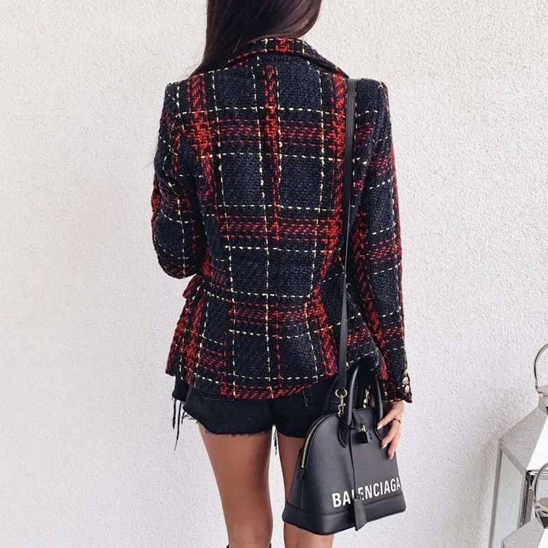 Women's Autumn Double Breasted Warm Tweed Blazer