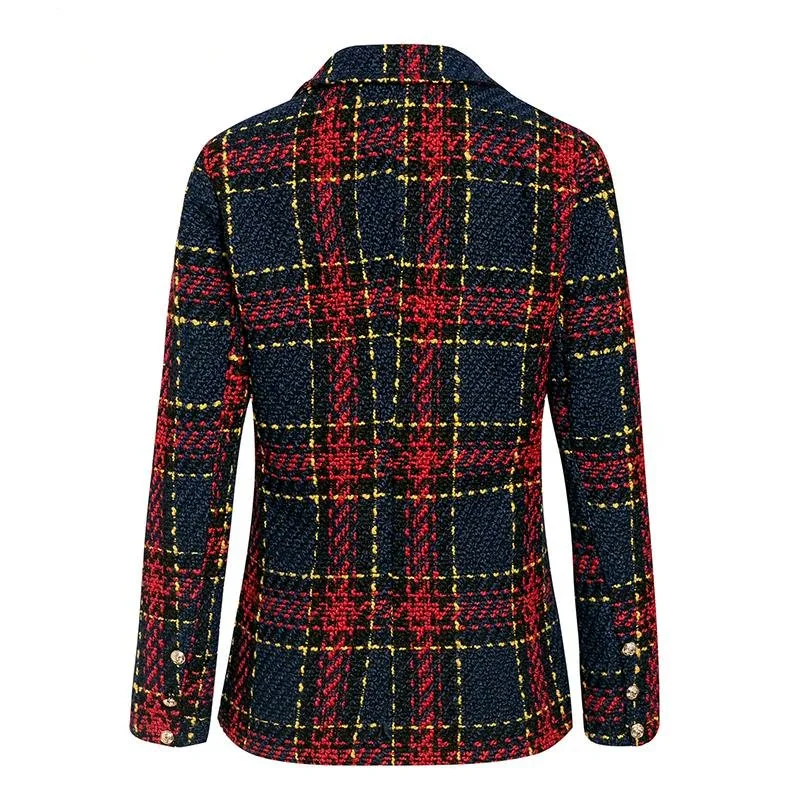 Women's Autumn Double Breasted Warm Tweed Blazer