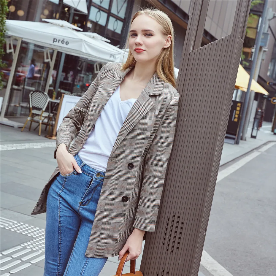 Women's Casual Polyester Long-Sleeved Blazer With Pockets