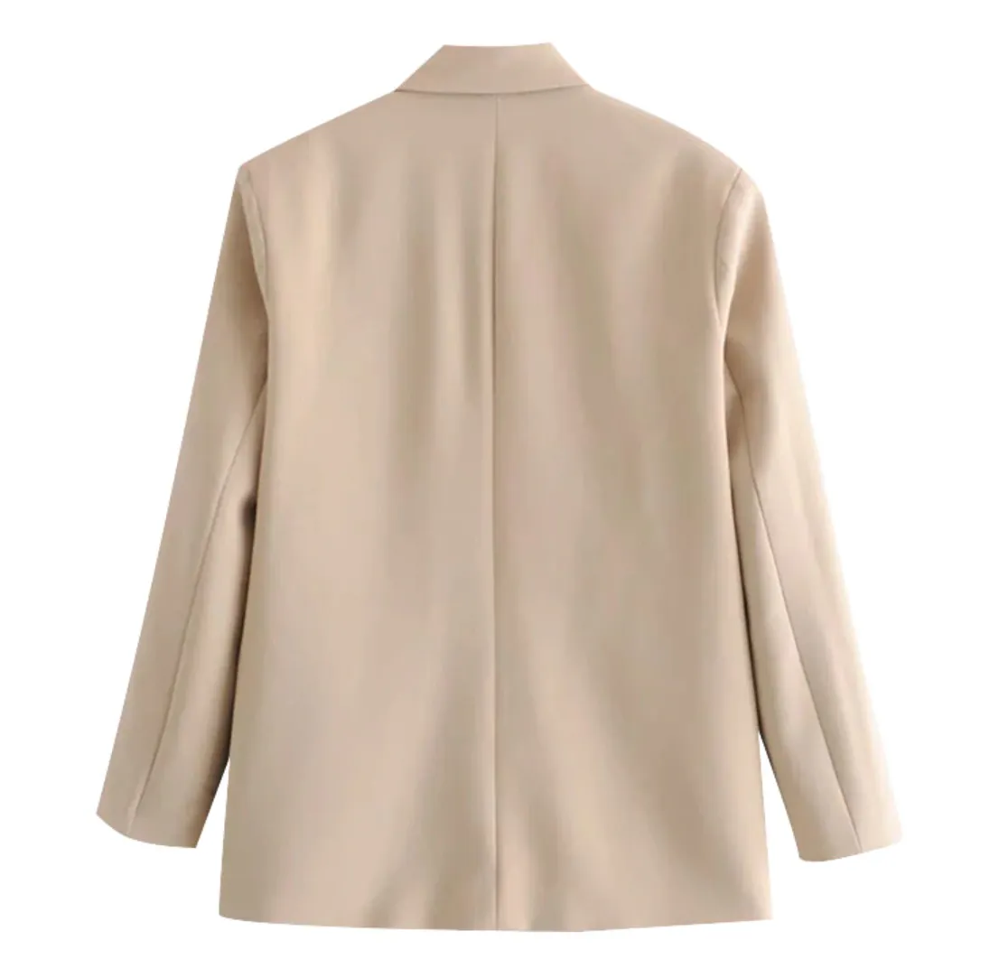 Women's Spring/Summer Double Breasted Loose Blazer With Pockets