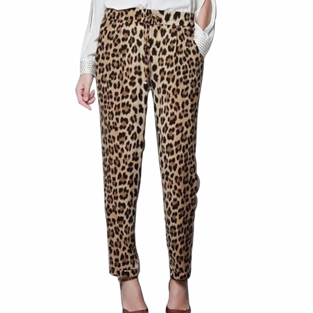 Women's Summer Harem Pants With Leopard Print