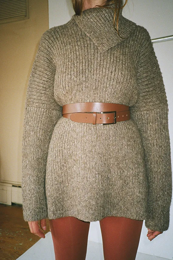 Wood Rib Split Turtleneck