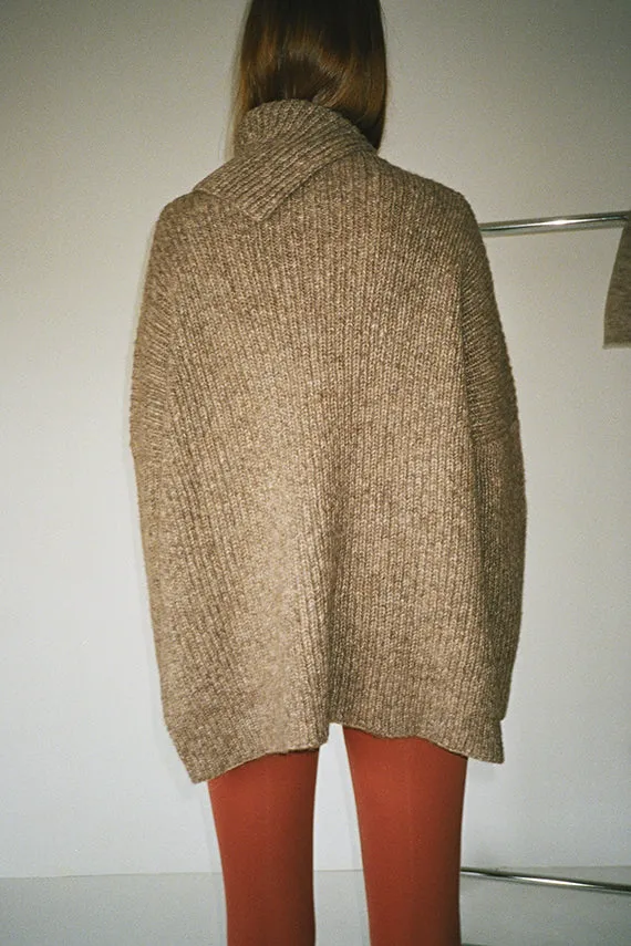 Wood Rib Split Turtleneck